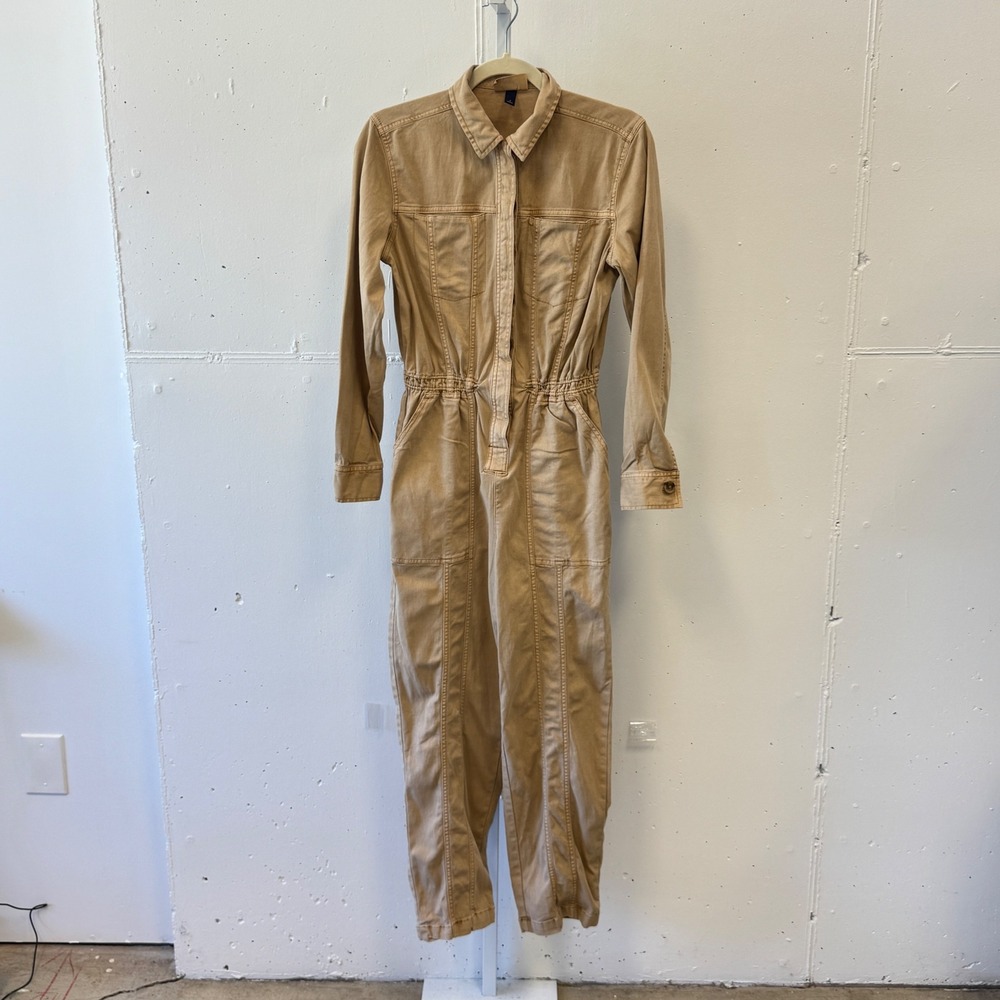 Universal Thread Tan Utility Jumpsuit Long Sleeve Carpenter Size 4 Khaki
